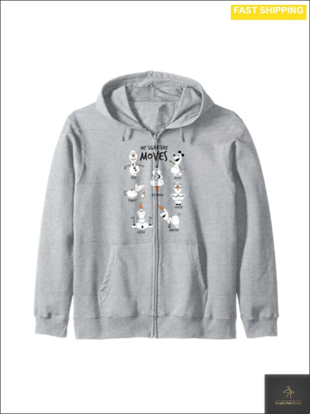 Disney Frozen 2 Olaf Zip Hoodie Classic Fit Twill Taped Neck Women Kids
